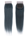 dark jade green virgin human hair weave with lace closure