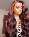 qvr 4x4 lace human hair wigs, reddish brown color
