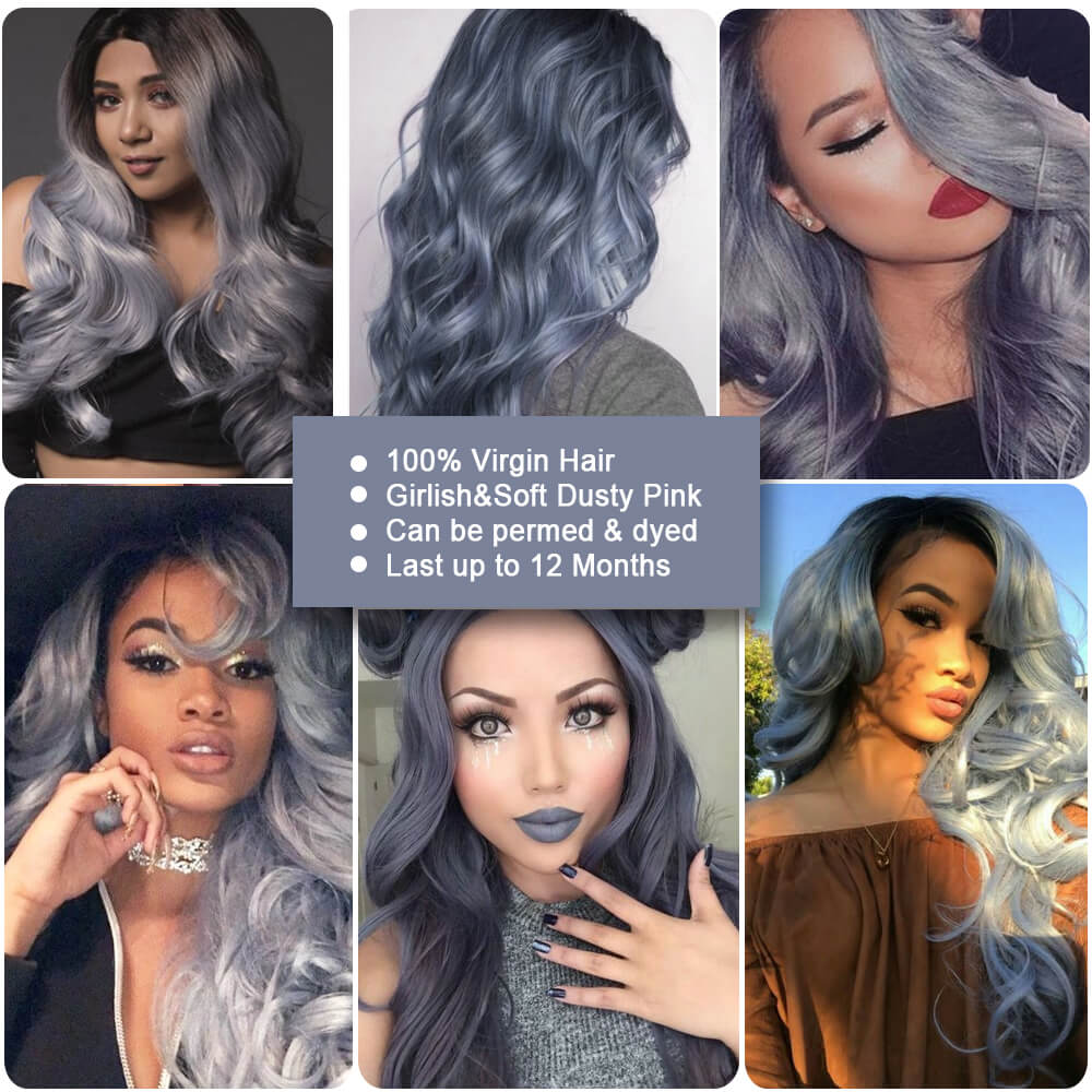 high quality ombre haze blue body wave virgin human hair bundles 1pc