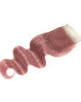 pink2 body wave human hair weave with 4x4 lace closure