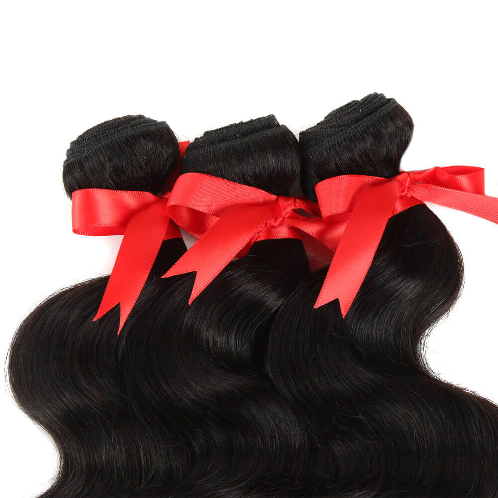 machine weft body wave natural black human hair bundles