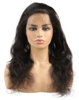  restyled body wave natural black human hair bundles with 360 lace frontal hair weave front view