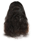  restyled body wave natural black human hair bundles with 360 lace frontal hair weave back view