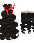 qvr body wave natural black human hair bundles with 360 lace frontal hair weave