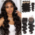 qvr natural black body wave human hair bundles with 4x4 closure virgin hair weave
