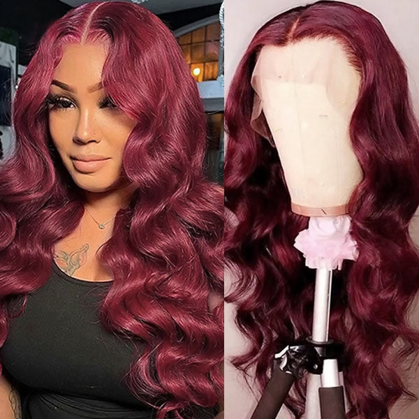 qvr wigs 99j burgundy colored body wave 13x6 lace front wig
