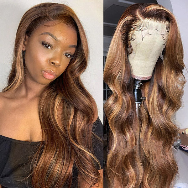 qvr wigs body wave with balayage highlights and hd lace front