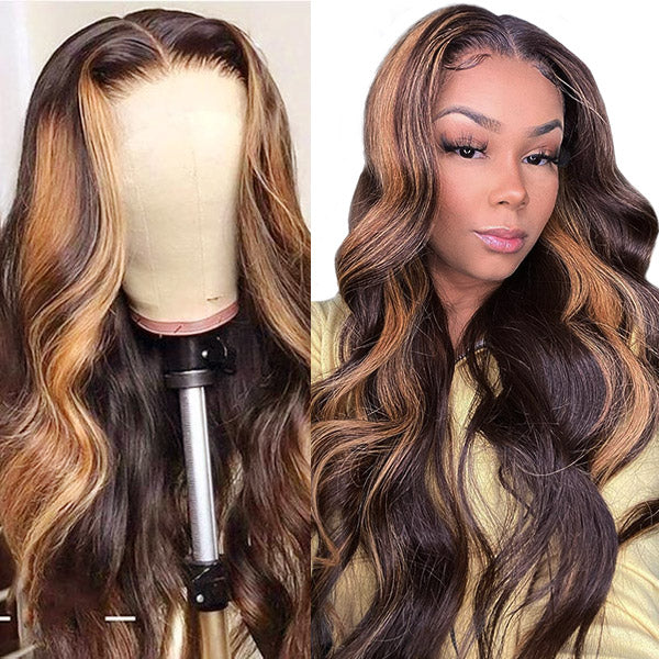 human hair lace wigs hd 13x4 honey blonde body wave lace front for black women