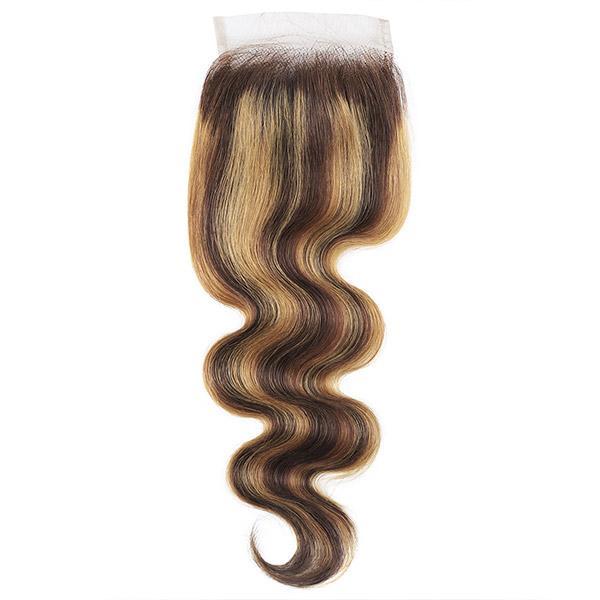 p4/27 body wave human hair bundles with 4x4 lace closure