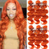 QVR Ginger Human Hair 3 Bundles Body Wave Hair Orange Color