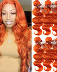 QVR Ginger Human Hair 3 Bundles Body Wave Hair Orange Color