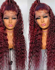 glueless human hair wigs with 99j burgundy color for bold style