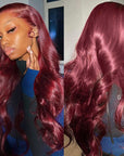 qvr wigs 99j burgundy body wave lace front wig for black women