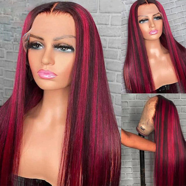 mix colored human hair lace front wigs for black women