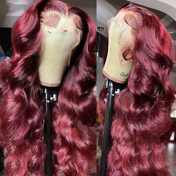 luxurious 30 inch human hair lace wigs with 99j color