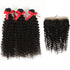 qvr natural black curly human hair bundles with 360 lace closure hair weave