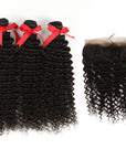 qvr natural black curly human hair bundles with 360 lace closure hair weave