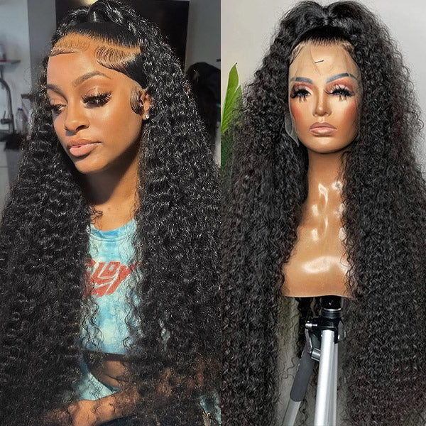 natural-looking jerry curly wear and go wig with HD lace