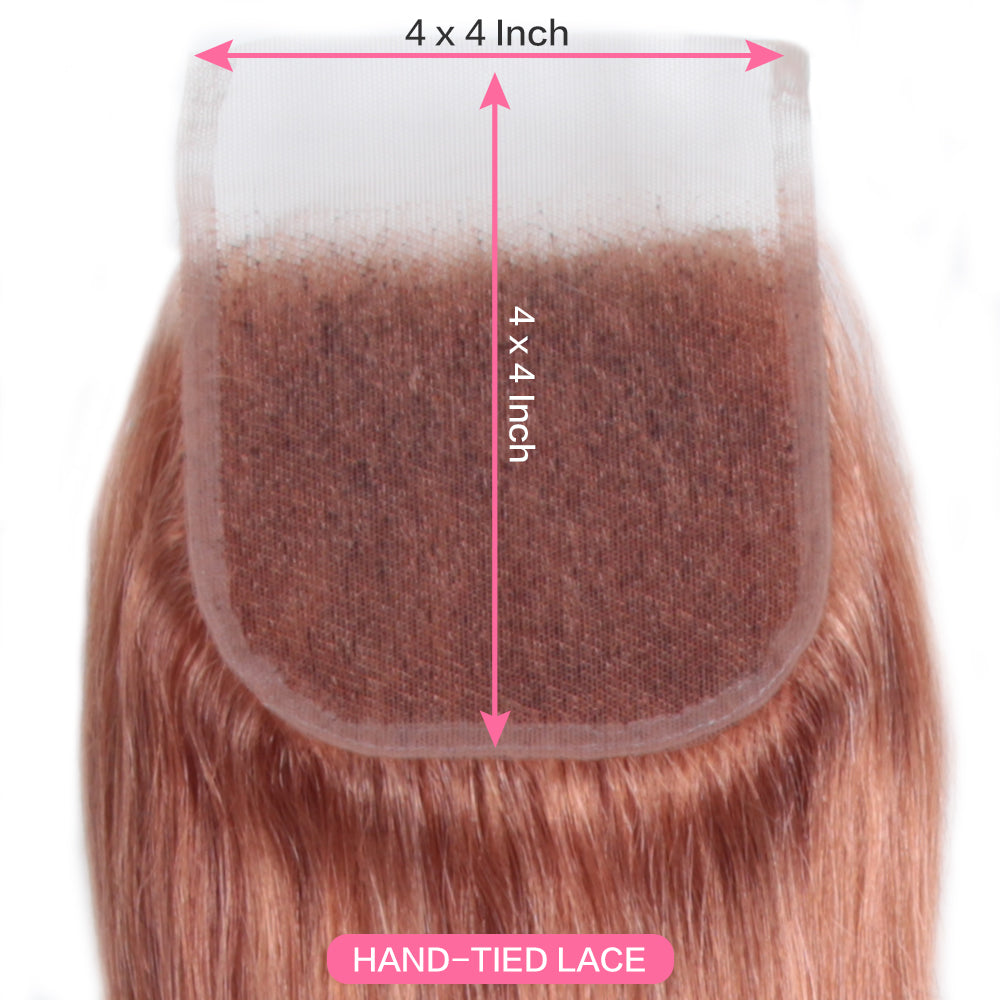 4x4 lace closure pink straight virgin human hair