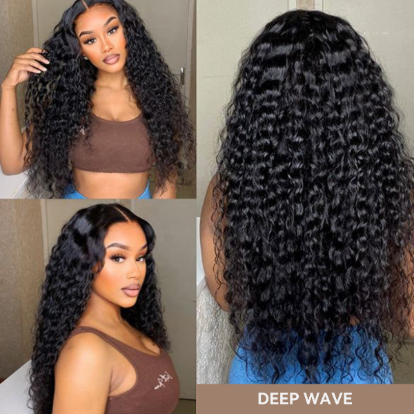 voluminous deep wave wear and go wig with soft texture