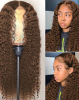 qvr glueless lace wigs, deep wave, with a stunning chestnut dark brown color.