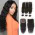 qvr deep wave natural black human hair bundles with peruvian hair closured hair weave