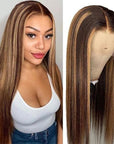human hair wigs brown highlight color with t lace for bold style