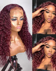 glueless lace wigs colored curly 99j burgundy for striking beauty