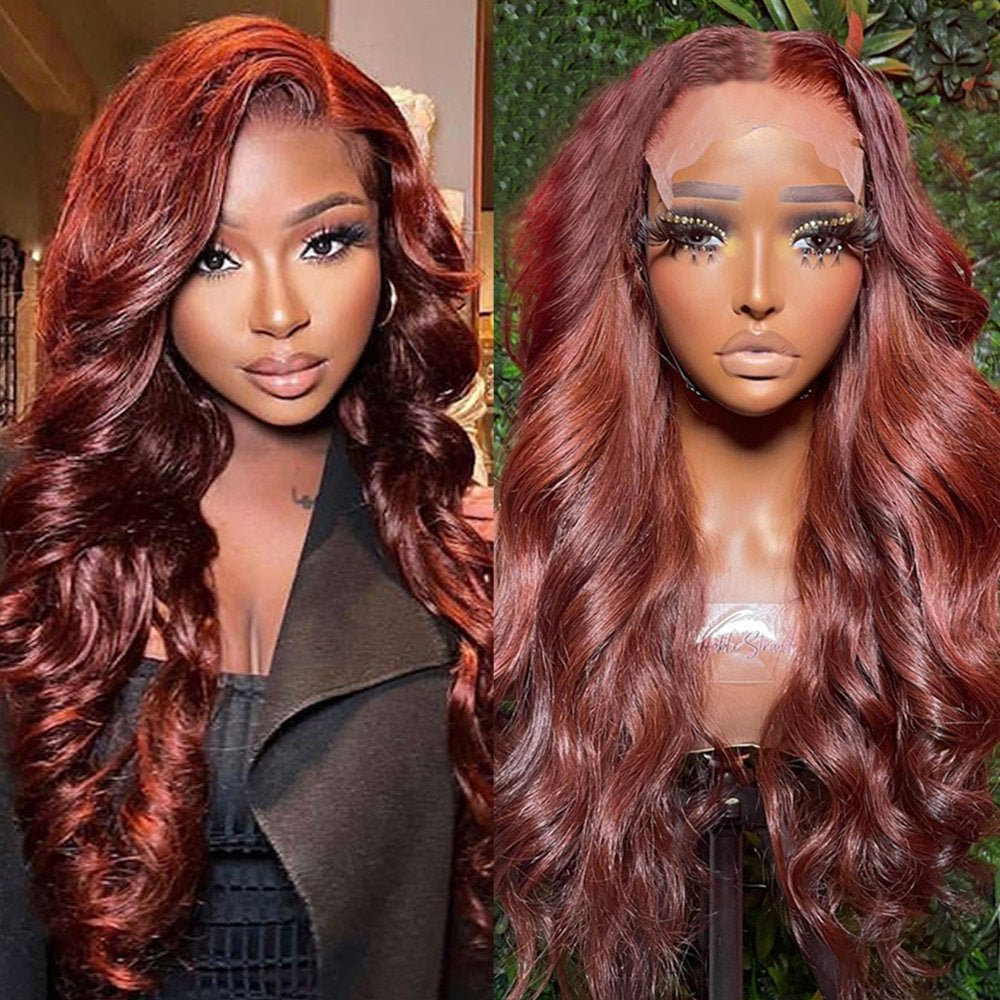 qvr wigs 13x4 lace body wave in reddish brown