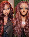 qvr wigs 13x4 lace body wave in reddish brown
