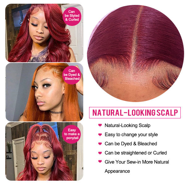qvr wigs body wave burgundy shade for natural beauty