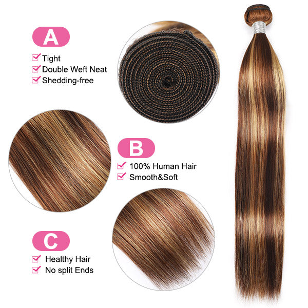 highlight p4/27 silky straight human hair bundles 