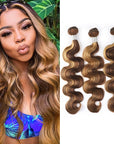 highlight p4/27 body wave human hair bundles with 4x4 lace closure