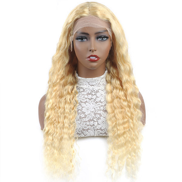qvr wigs deep wave 613 honey blonde lace front wig for black women
