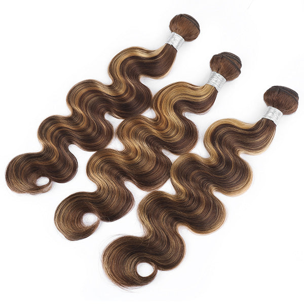 3 piano highlight body wave virgin human hair bundles