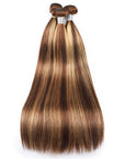 honey blonde silky straight human hair bundles