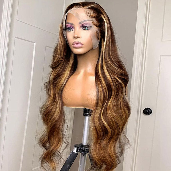 human hair wigs 13x4 hd lace frontal honey blonde body wave for black women