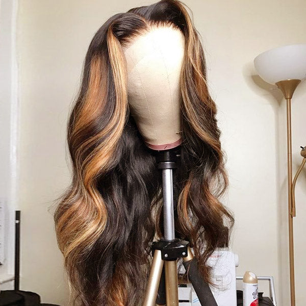 soft body wave qvr wigs with natural balayage highlights