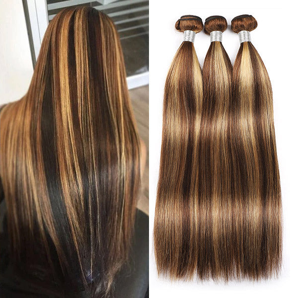 honey blonde highlight brazilian straight human hair weave piano color hair bundles