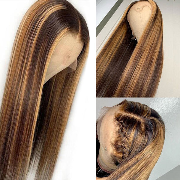 sleek straight qvr wigs with natural balayage highlights