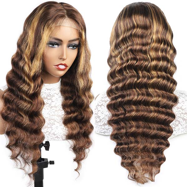 soft and voluminous human hair lace wigs with highlights