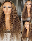 qvr wigs ombre honey blonde deep wave 30inch hd lace front human hair