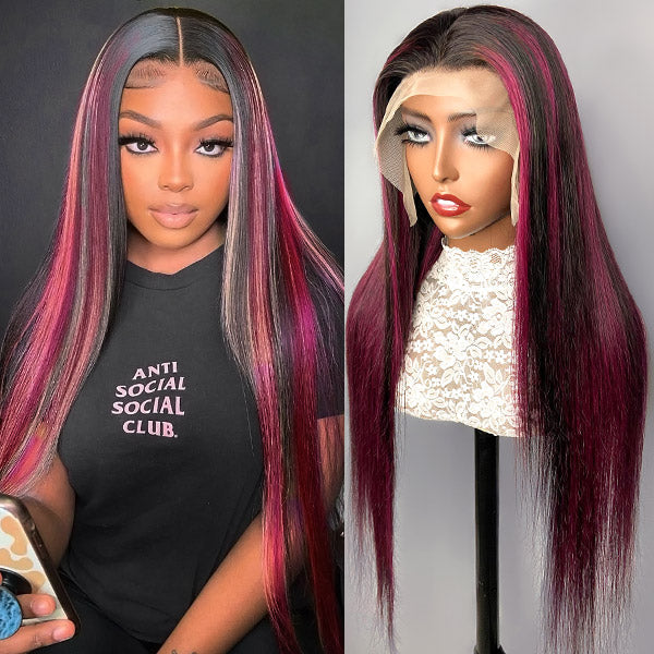 human hair wigs 4x4 lace front with mixed colors