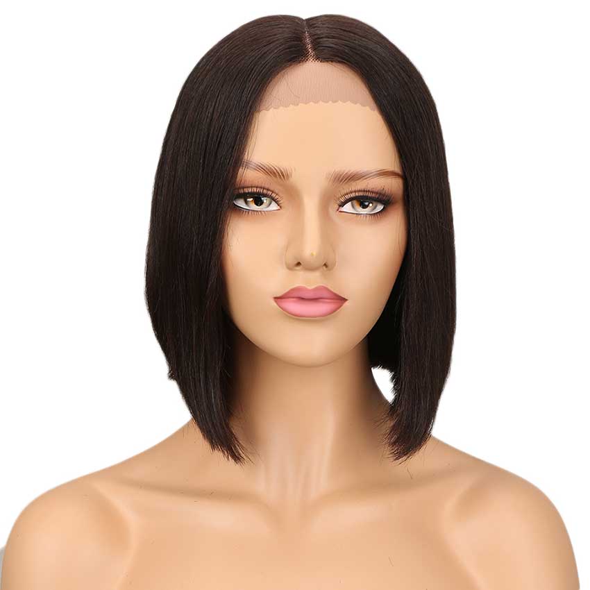 glueless 10" human hair bob wigs for easy wear
