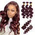 qvr body wave 99j human hair bundles with 4x4 lace closure virgin human hair