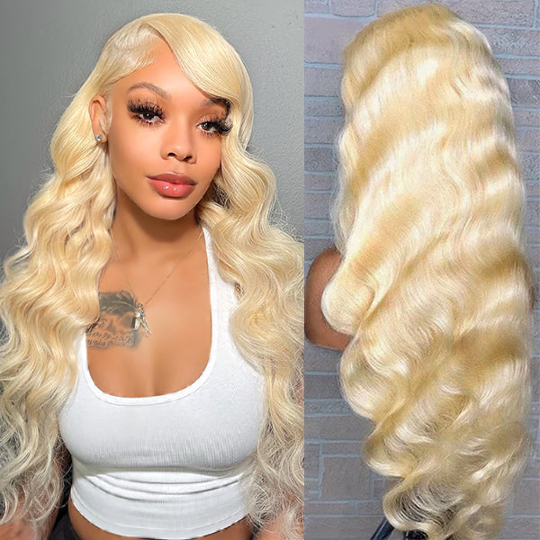 human hair wigs for black women in sleek blonde body wave