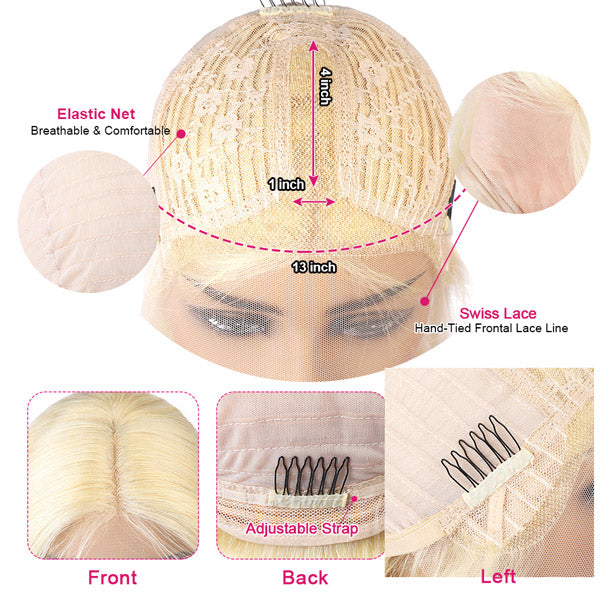 QVR Straight 613 Blonde Lace Part Wig Body Wave Wigs 13x4 Lace Frontal Human Hair Wigs