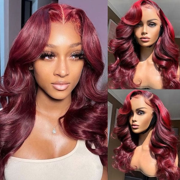 99j burgundy human hair wigs for natural body wave look