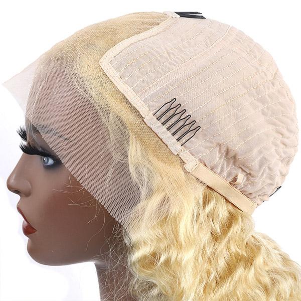 qvr wigs 13x4 lace front deep wave human hair wig in honey blonde