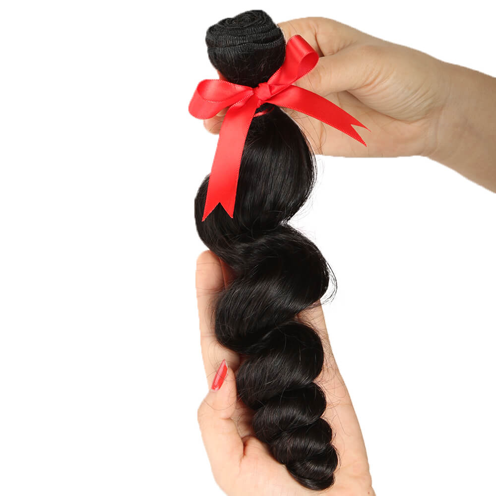 natural black loose wave human hair bundles 1pc